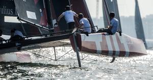 Team Tilt won today's first race before being black flagged – GC32 Championship photo copyright Jesus Renedo / GC32 Championship Oman taken at  and featuring the  class