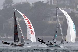 Appliancesonline leads Yamaha to the bottom mark - JJ Giltinan 18ft Skiff Championship photo copyright Frank Quealey /Australian 18 Footers League http://www.18footers.com.au taken at  and featuring the  class