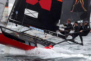 Knight Frank's team drive the skiff hard - 18ft Skiffs - JJ Giltinan Championship 2017 photo copyright 18footers.com taken at  and featuring the  class
