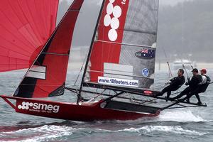 The defending champion Smeg team battled early, before finishing strongly - 18ft Skiffs - JJ Giltinan Championship 2017 photo copyright 18footers.com taken at  and featuring the  class