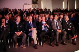 From the right G. R. Marini (Rolex), A. Boetsch (Rolex), F. Longo (Audi), L. Ferragamo (Nautor's Swan), P. L. Loro Piana (Loro Piana) photo copyright Marco Leonardi / YCCS / FeelRougeWS taken at  and featuring the  class