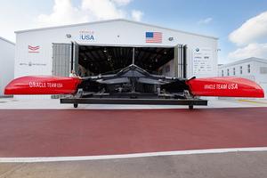 Oracle Team USA celebrate completion of new America’s Cup Class boat photo copyright Oracle Team USA media taken at  and featuring the  class