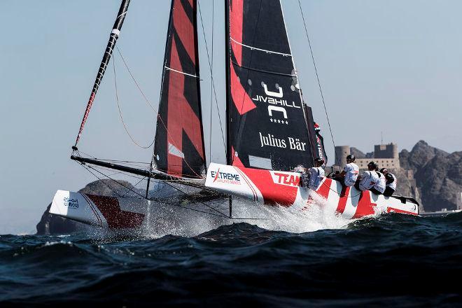 Act 1, Extreme Sailing Series Muscat – Day 1  – The Swiss-flagged wildcard entry during racing in Muscat's Old Town - Extreme Sailing Series © Lloyd Images http://lloydimagesgallery.photoshelter.com/