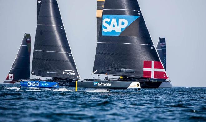 SAP Extreme Sailing Team storms down the run - GC32 Championship © Jesus Renedo / GC32 Championship Oman