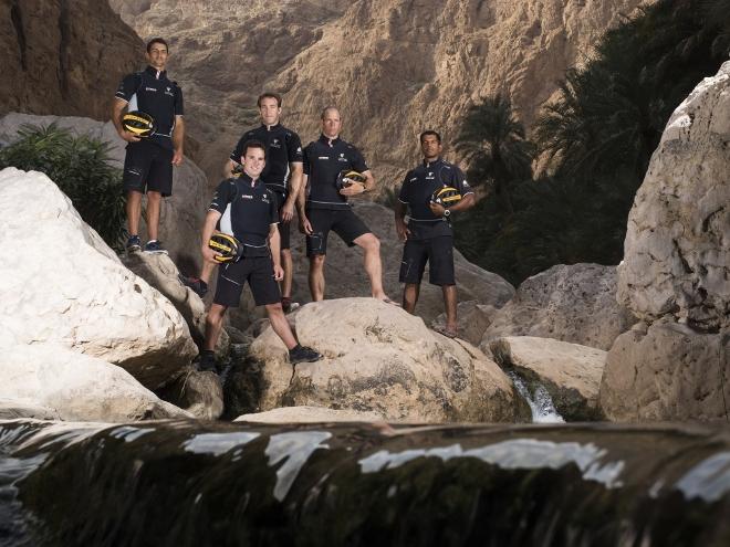 Oman Air race team at Wadi Shab. Oman. Skipper Phil Robertson (NZL) Peter Greenhalgh (GBR), Nasser Al Mashari (OMA), Ed Smyth (NZL) and James Wierzbowski (AUS) - Extreme Sailing Series © Lloyd Images http://lloydimagesgallery.photoshelter.com/