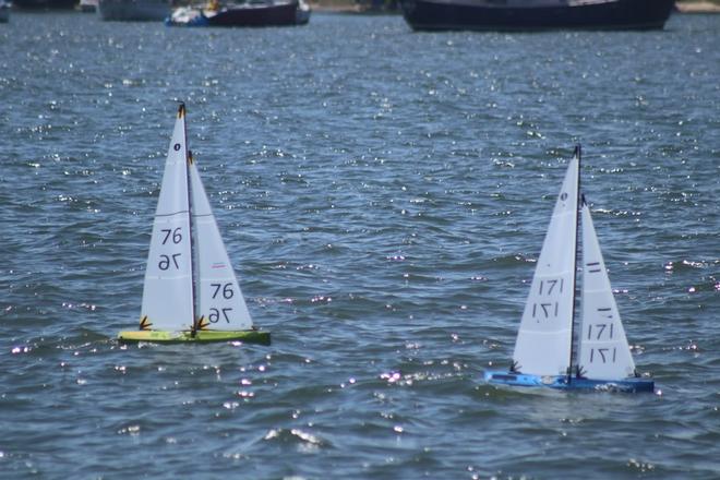 Glenn Dawson (76) chases Ian Vickers (171) - NZL - 2017 Australian IOM Championships © SW