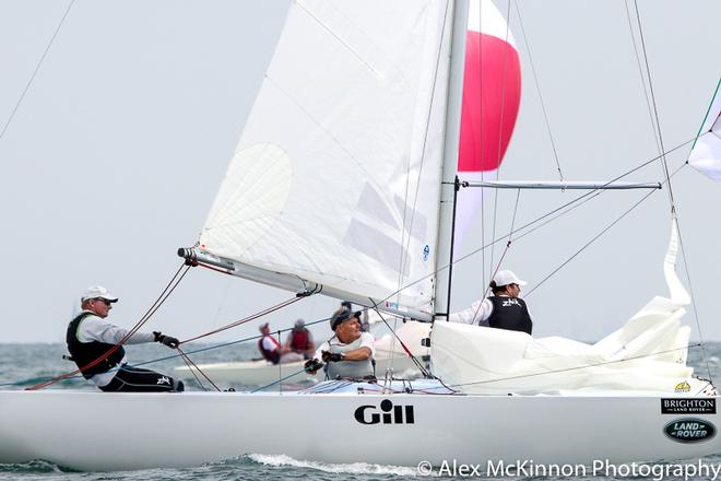 Triad 2 on the way to the finish of the first race - John Bertrand pumping the main, Bill Browne on the kite sheet, and Jake Newman calling the breeze as always in this slick outfit. - Brighton Land Rover 2017 Etchells VIC Championship ©  Alex McKinnon Photography http://www.alexmckinnonphotography.com