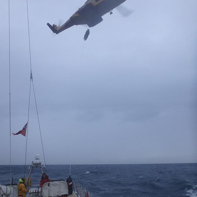 chorCoal team extraction by the Search and Rescue Helicopter.  - Clipper Round the World © Clipper Round The World Yacht Race http://www.clipperroundtheworld.com