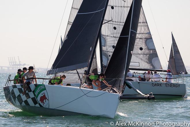 Locally built AC333, Martini Racing, just about at the top mark, getting the kite ready for the hoist. - Club Marine Series ©  Alex McKinnon Photography http://www.alexmckinnonphotography.com