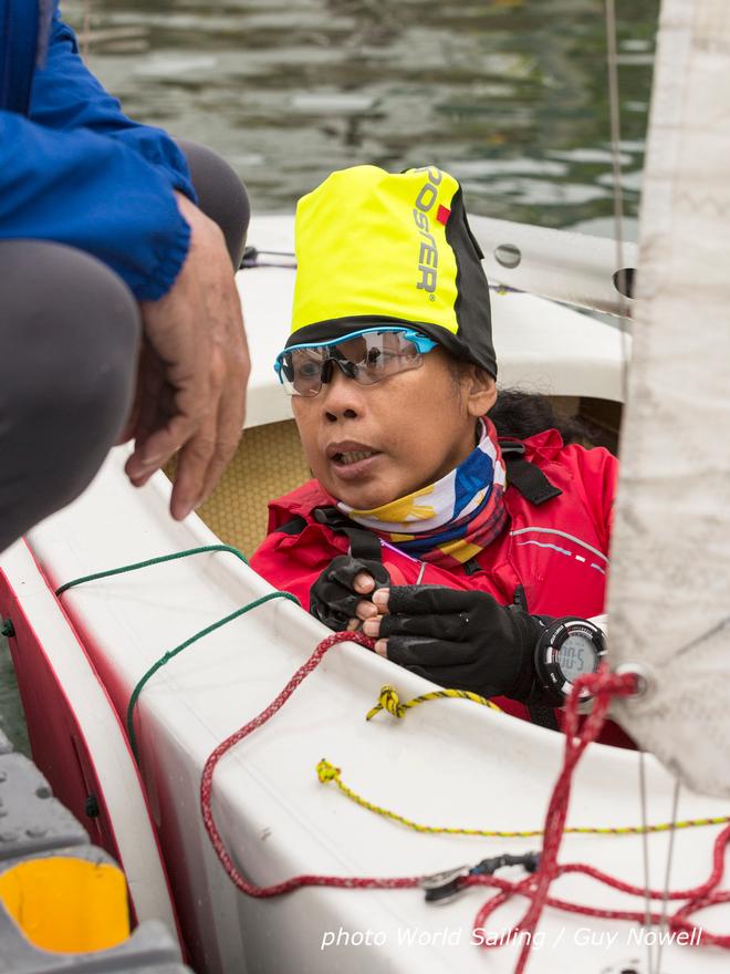 World Sailing Paralympic Development Programme, Hong Kong. A few words before leaving the dock. Cherrie Pinpin. © Guy Nowell / World Sailing