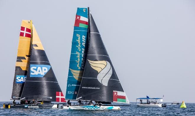 Oman Air pips SAP Extreme Sailing Team to the post - GC32 Championship © Jesus Renedo / GC32 Championship Oman