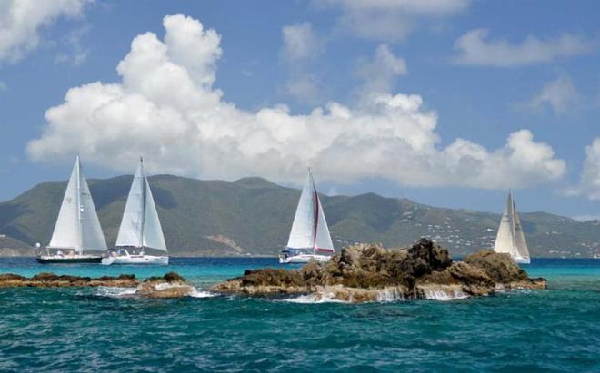 Despite the light breeze, it doesn't get better than this: Racing in the beautiful British Virgin Islands © Todd VanSickle / BVI Spring Regatta http://www.bvispringregatta.org