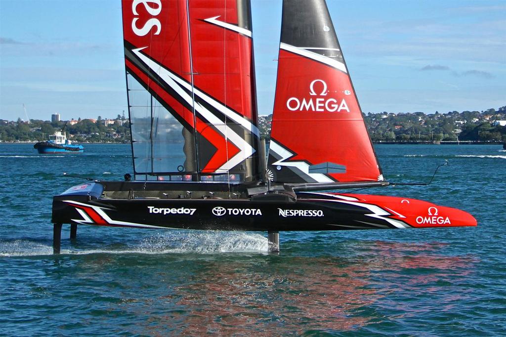 Emirates Team New Zealand AC50 on the Waitemata.  March 23, 2017 photo copyright Richard Gladwell www.photosport.co.nz taken at  and featuring the  class