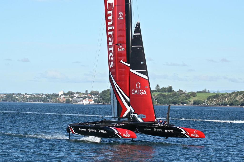 Emirates Team New Zealand AC50 on the Waitemata.  March 23, 2017 © Richard Gladwell www.photosport.co.nz