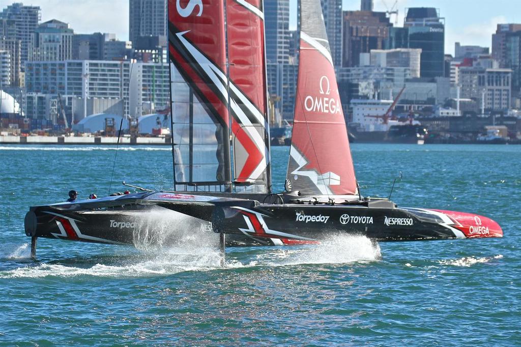 Emirates Team New Zealand AC50 on the Waitemata.  March 23, 2017 © Richard Gladwell www.photosport.co.nz