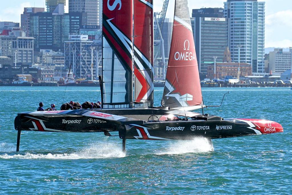 Emirates Team New Zealand AC50 on the Waitemata.  March 23, 2017 photo copyright Richard Gladwell www.photosport.co.nz taken at  and featuring the  class