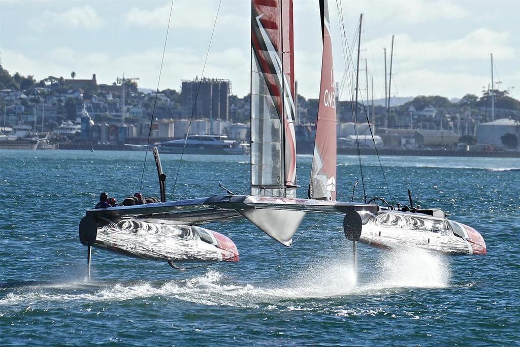 Emirates Team New Zealand AC50 on the Waitemata.  March 23, 2017 photo copyright Richard Gladwell www.photosport.co.nz taken at  and featuring the  class