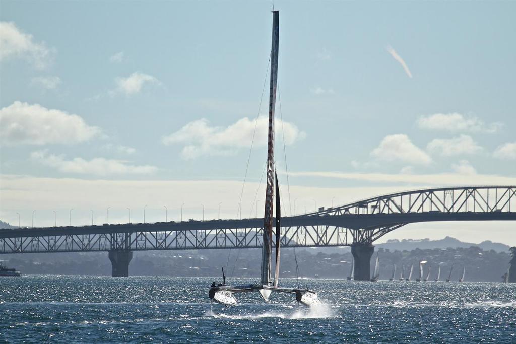 Emirates Team New Zealand AC50 on the Waitemata.  March 23, 2017 photo copyright Richard Gladwell www.photosport.co.nz taken at  and featuring the  class