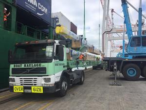  - Volvo 65 masts leave Southern Spars via Port of Tauranga bound for UK - March 1, 2017 photo copyright TNL Pindar taken at  and featuring the  class