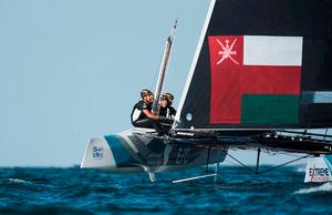 Act 1, Extreme Sailing Series Muscat – Day 3  – Oman Air finished the penultimate day in second position on the Act leaderboard, just one point behind Danish-flagged SAP Extreme Sailing Team. photo copyright Lloyd Images http://lloydimagesgallery.photoshelter.com/ taken at  and featuring the  class