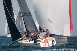 Adams 10, Executive Decision, winning IRC Div2 overall, seen here working back through the fleet. - Club Marine Series photo copyright  Alex McKinnon Photography http://www.alexmckinnonphotography.com taken at  and featuring the  class