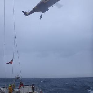 chorCoal team extraction by the Search and Rescue Helicopter.  - Clipper Round the World photo copyright Clipper Round The World Yacht Race http://www.clipperroundtheworld.com taken at  and featuring the  class