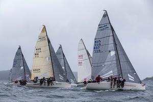 Melges 24 start line - 2017 Sydney Harbour Regatta photo copyright  Andrea Francolini / MHYC http://www.afrancolini.com/ taken at  and featuring the  class