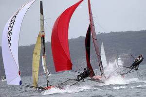 Smeg and The Kitchen Maker at top speed down the first run. - 2017 JJ Giltinan Championship photo copyright 18footers.com taken at  and featuring the  class