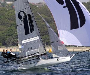 Thurlow Fisher Lawyers, fourth in today. - 18ft Skiffs - Club Championship 2017 photo copyright 18footers.com taken at  and featuring the  class