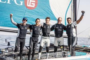 Oman Air's winning crew. - GC32 Championship photo copyright Jesus Renedo / GC32 Championship Oman taken at  and featuring the  class
