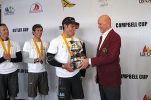 Bill Ficker presents his namesake trophy to Simone Ferrarese - Final Day - 2011 Ficker Cup, Long Beach YC photo copyright Rich Roberts http://www.UnderTheSunPhotos.com taken at  and featuring the  class