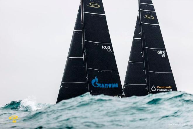 Bronenosec Sailing Team and Peninsula Petroleum behind the rolling swell - RC44 Sotogrande Cup © Martinez Studio