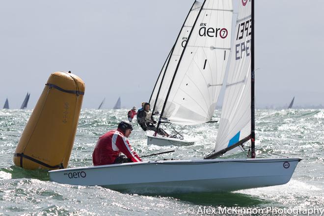 Chris Brian on Jack from SSC. Currently second overall with a fifth, second and a first in today’s racing. Leading the reset around the top mark in the last race of the day, which he won. - RS Aero Australian Championship ©  Alex McKinnon Photography http://www.alexmckinnonphotography.com