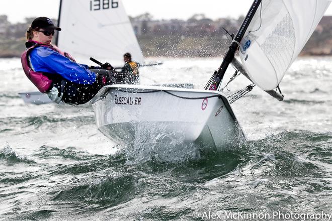 Jacqui Lokum from BRYC sailing on Elsecaller One of a number of juniors competing in the RS Areos. Working hard on the way to the top mark. Currently leading the girls - RS Aero Australian Championship ©  Alex McKinnon Photography http://www.alexmckinnonphotography.com