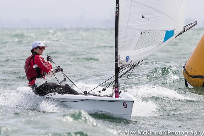 Kendra Galletly from BYS Enjoying some reaching n the first race of the day. - RS Aero Australian Championship ©  Alex McKinnon Photography http://www.alexmckinnonphotography.com