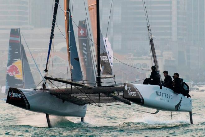 Act 2, Extreme Sailing Series Qingdao – Day 3 – NZ Extreme Sailing Team in action on day three in the Qingdao stadium. ©  Xaume Olleros / OC Sport