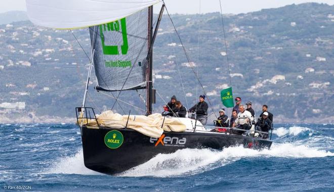 Skipper Luca Pierdomenico has MP+30 in sole possession of third place at the midway mark of Rolex Capri Sailing Week, which concludes on Saturday. © Farr 40 Class Association