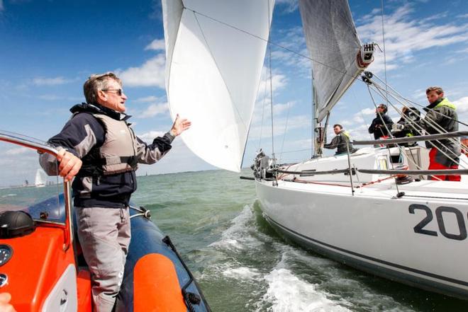 Jim Saltonstall offers his expert advice. Crews appreciated the coaching laid on by the RORC and the team at North Sails UK © Paul Wyeth / www.pwpictures.com http://www.pwpictures.com