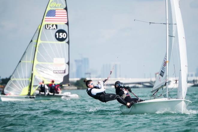 US Olympic hopefuls training in double handed classes in early 2017 © Jen Edney / US Sailing