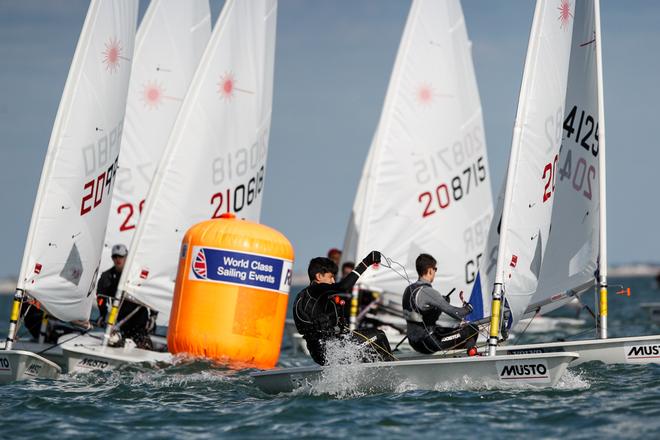 Laser mark rounding - 2017 RYA Youth National Championships ©  Paul Wyeth / RYA http://www.rya.org.uk