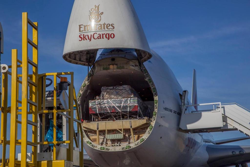  - Emirates Sky Cargo 747 arrives in Bermuda and unloads Emirates Team NZ's AC50 © Hamish Hooper/Emirates Team NZ http://www.etnzblog.com