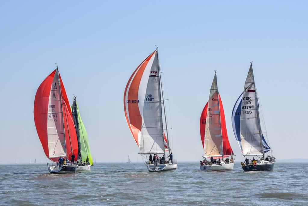 J/109s flying downwind - 2017 Helly Hansen Warsash Spring Series © Louise Nicholls