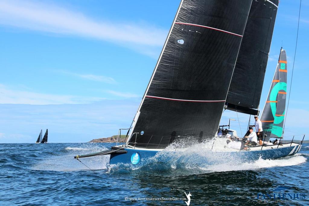 Making a splash with Ichi Ban and Balance in behind them. - Sail Port Stephens photo copyright Nic Douglass / www.AdventuresofaSailorGirl.com taken at  and featuring the  class