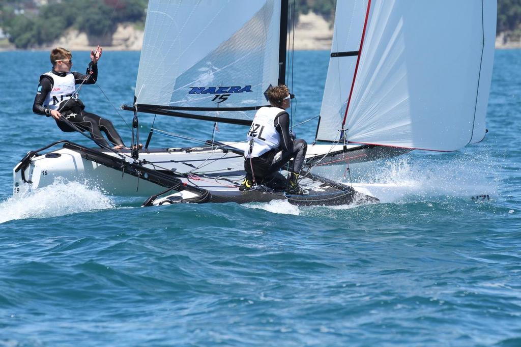 2016 Youth Worlds - NZL Nacra 15 crew on the Final Day photo copyright Richard Gladwell www.photosport.co.nz taken at  and featuring the  class