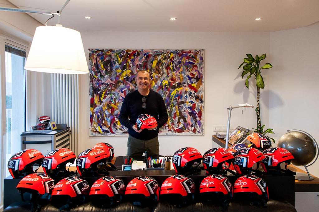 Aldo Drudi designed Emirates Team New Zealand race helmets to be worn by the New Zealand team for the 35th America’s Cup © Hamish Hooper/Emirates Team NZ http://www.etnzblog.com