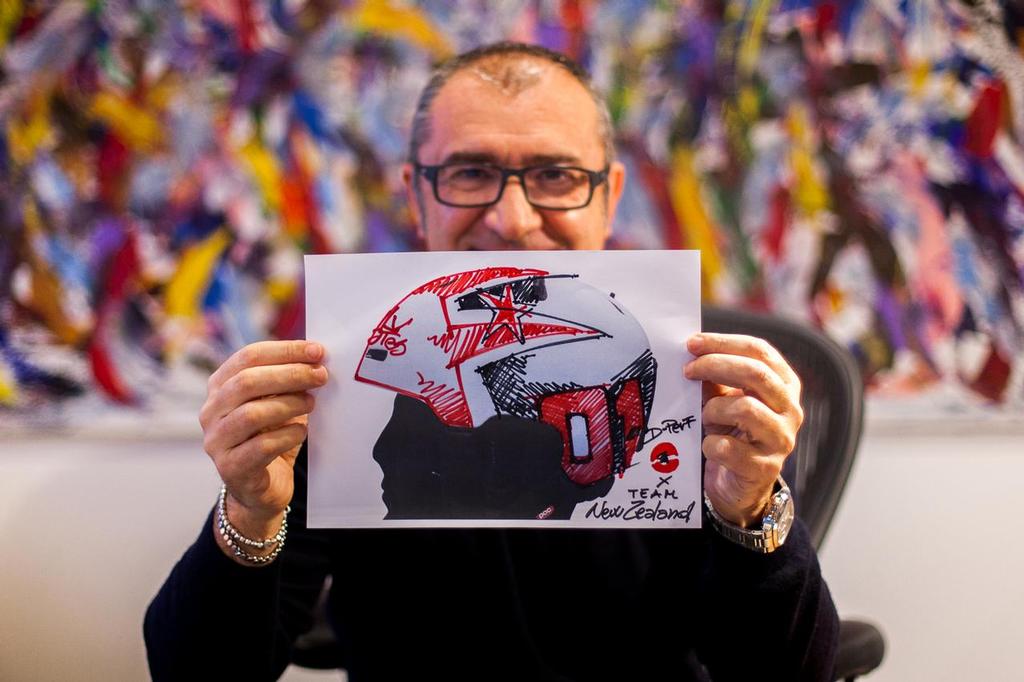 Aldo Drudi designed Emirates Team New Zealand race helmets to be worn by the New Zealand team for the 35th America’s Cup © Hamish Hooper/Emirates Team NZ http://www.etnzblog.com