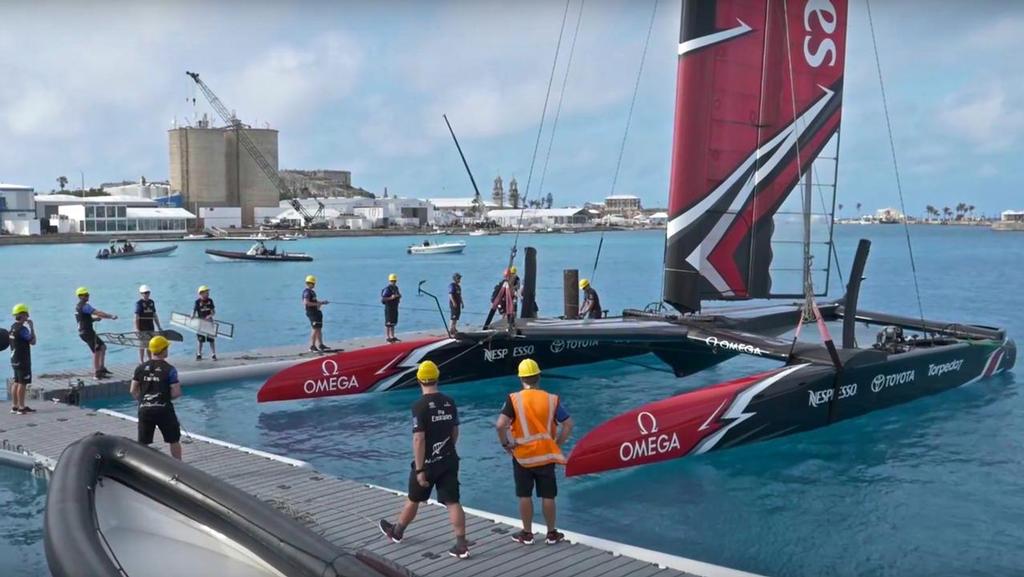 Emirates Team New Zealand prepare for their first sail in Bermuda - April 23, 2017 © Emirates Team New Zealand http://www.etnzblog.com