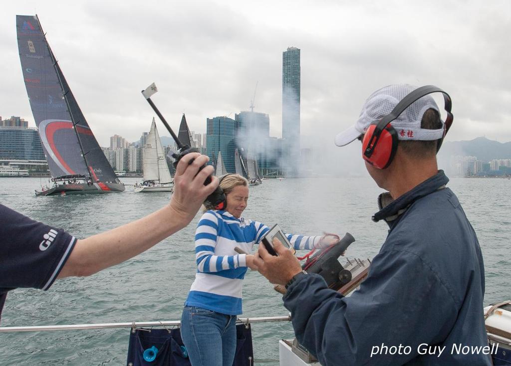 Michelle Teasel fires the start gun. RORC San Fernando Race 2017.  ©  RHKYC/Guy Nowell http://www.guynowell.com/