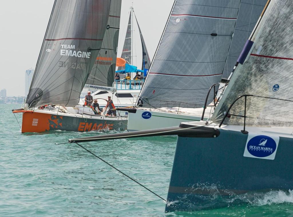 IRC 1 start from the pin end. Top of the Gulf Regatta 2017. photo copyright Guy Nowell/ Top of the Gulf Regatta taken at  and featuring the  class