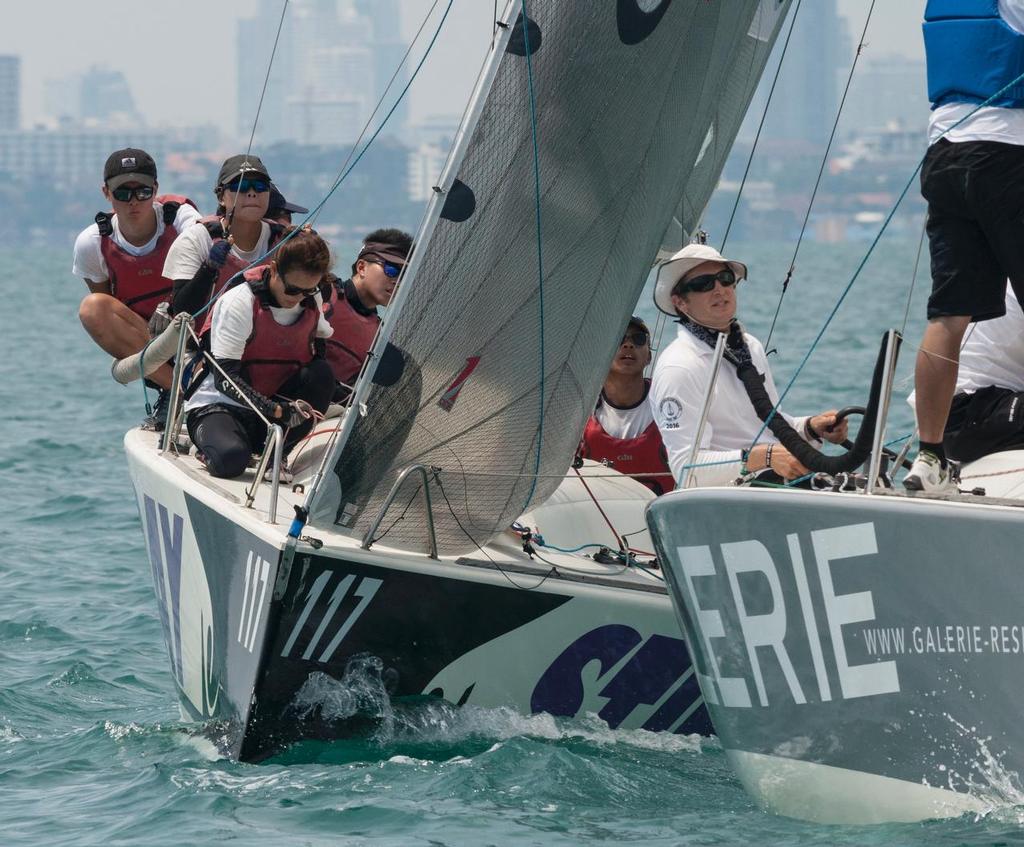 SMU in hot pursuit. Top of the Gulf Regatta 2017. photo copyright Guy Nowell/ Top of the Gulf Regatta taken at  and featuring the  class